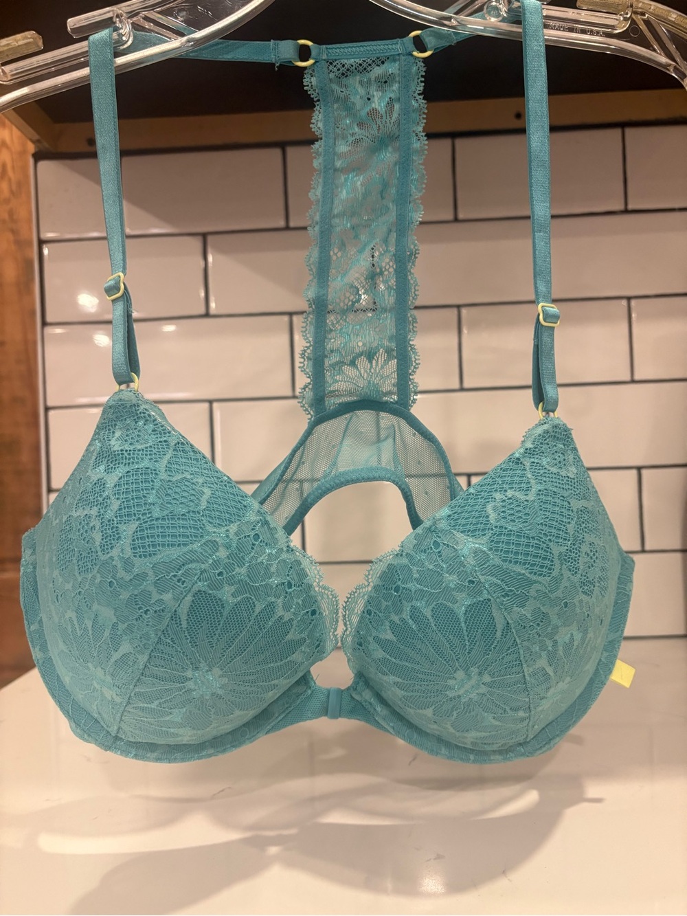 Victoria's Secret Teal Lace Racerback Push-Up Bra